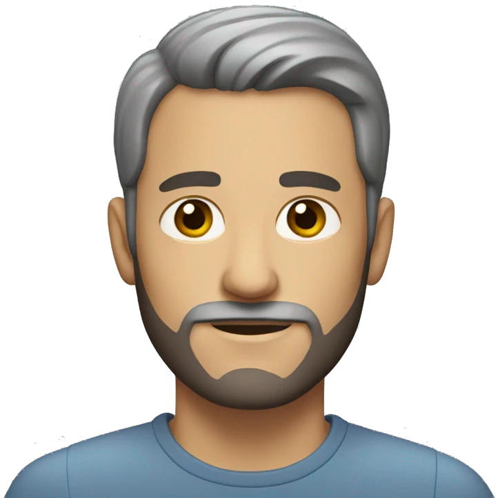 a white man with gray eyes, a beard and short hair emoji