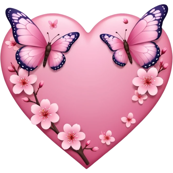 heart with sakura and butterflies emoji