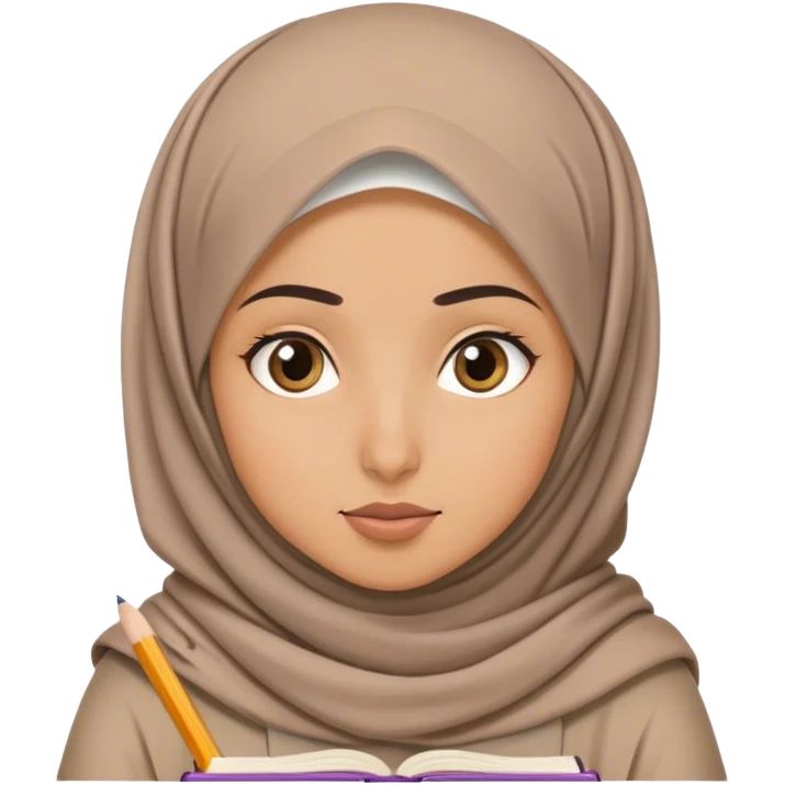 hijabi girl studying with distraction emoji