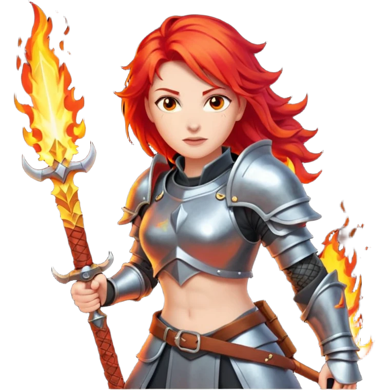 woman fire armored warrior emoji