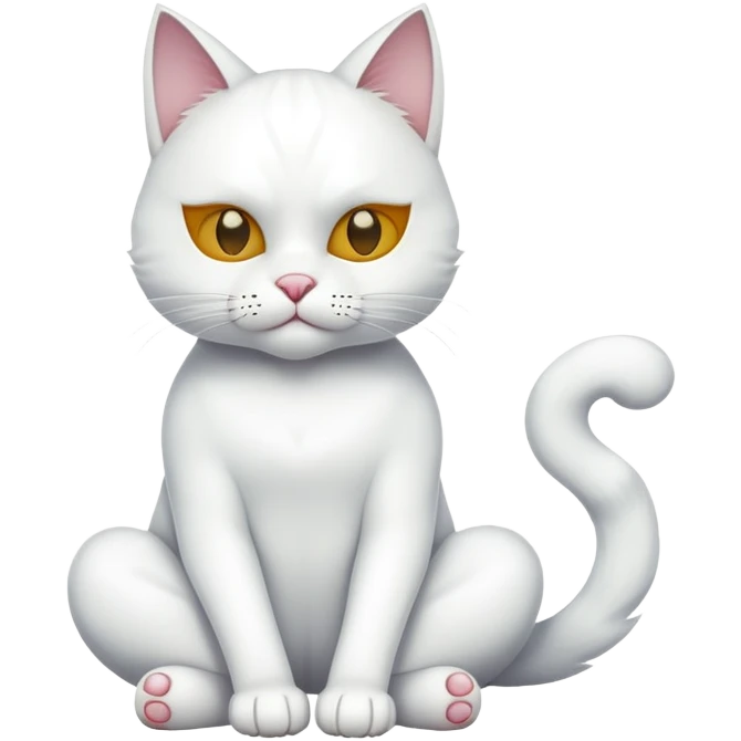 white cat sitting with a mask full body emoji