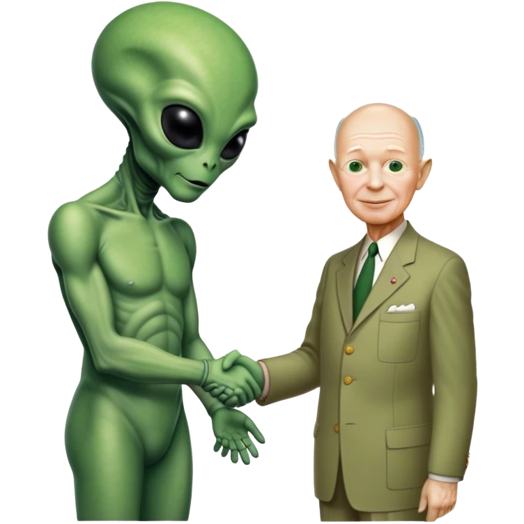 alien shakes hands with president Entsenhower

 emoji