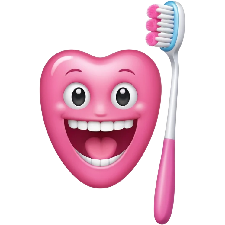 smiling mouth with toothbrush pink theme emoji