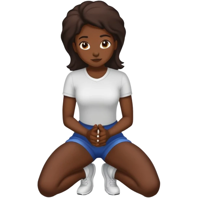 Dark skin tone woman kneeling on both knees emoji