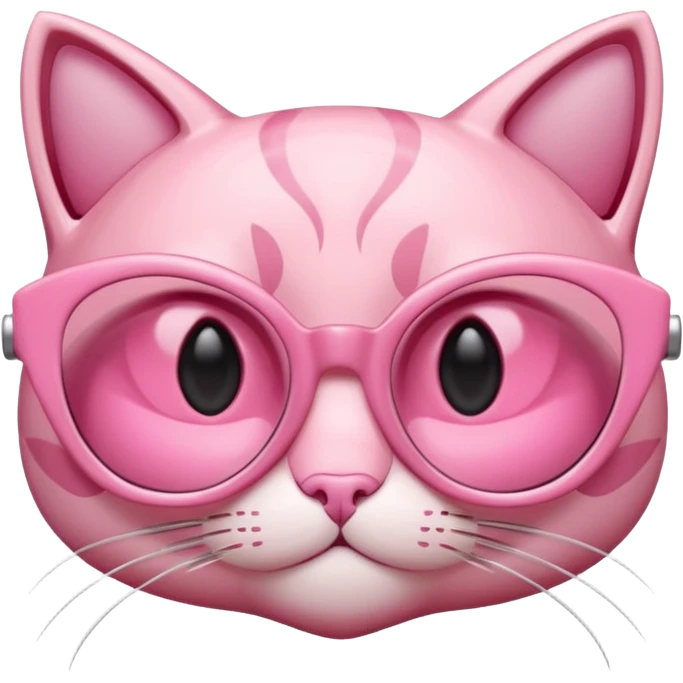 A 3D cartoon rose-pink cat-eye shaped spectacle, glossy curved frame, soft reflections, isolated on plain background. only glasses. emoji