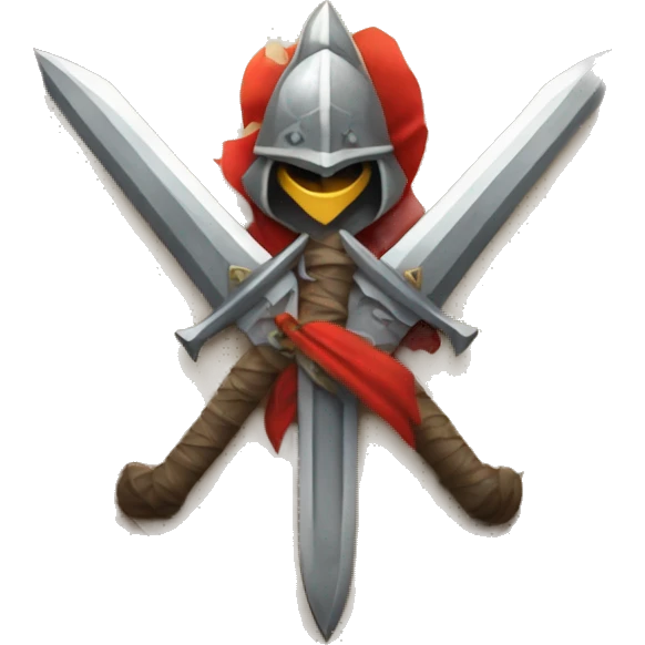 A crest or emblem that incorporates gaming elements, such as a sword, shield, or crow emoji