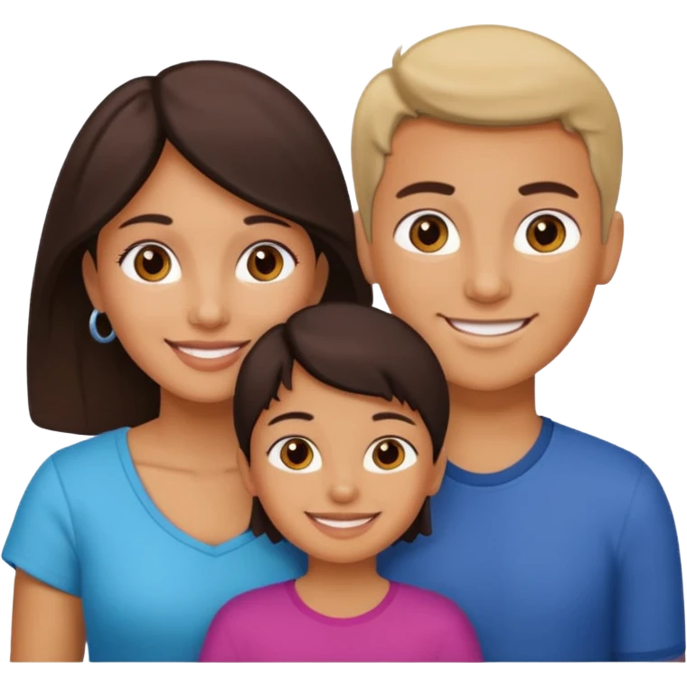 Latin mom with 3 kids. 2 girls and a boy emoji