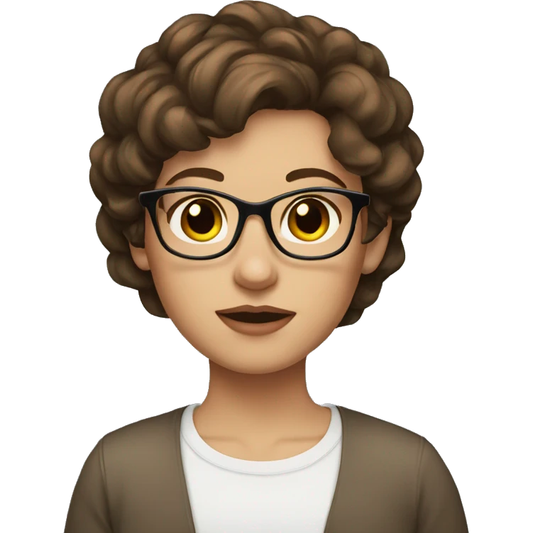 Brown hair brown eyes glasses women beautiful  emoji