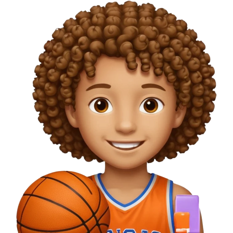 8 numaralı kıvırcık cocuk basketçi emoji