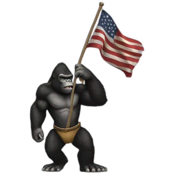 King Kong holding a black and white flag emoji