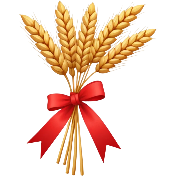 Emoji of a bundle of wheat tied with a ribbon, flat style, simple, white background emoji