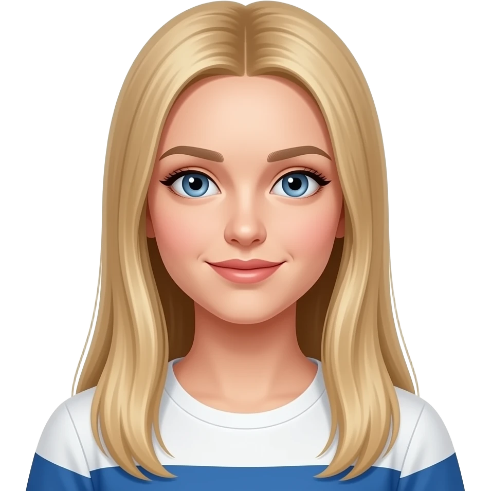 fai un set di emoji come soggetto una bella ragazza russa bionda capelli lisci lunghi e occhi chiari e amorevole emoji
