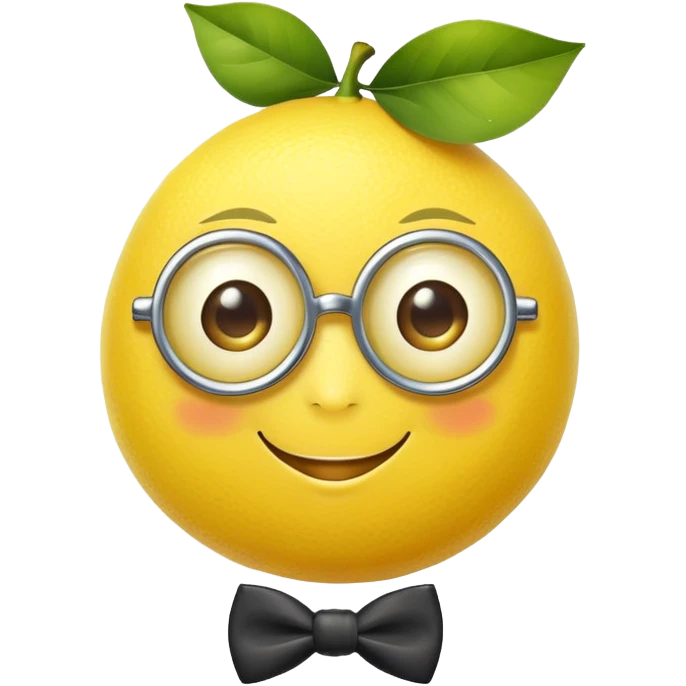 lemon with a face, monocle, and bow tie emoji