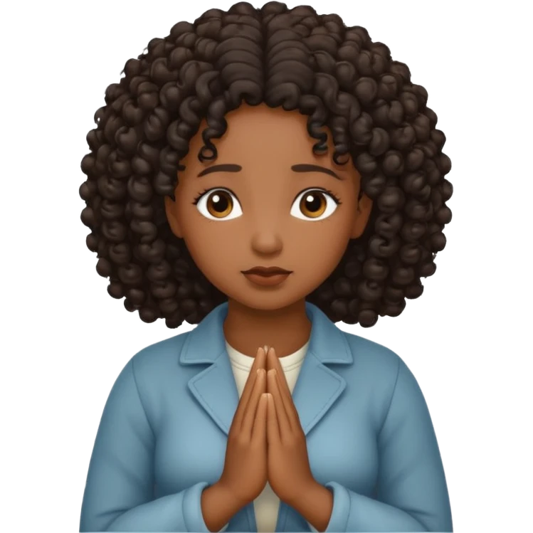 Curly hair Black women praying emoji