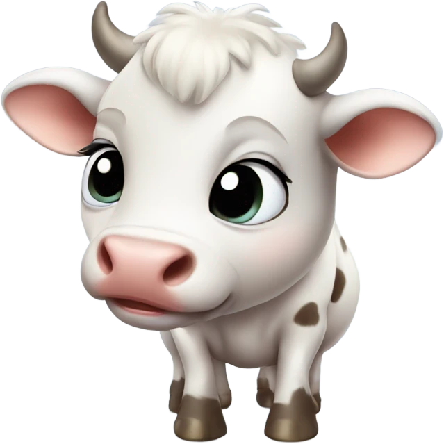 Cute baby cow with big head little body emoji