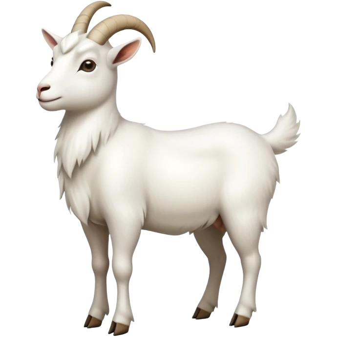 cinematic-[white goat]-realistic-full-body-standing-emoji,-tail-flicking-lazily,-head-tilted-dramatically,-sleek-[white]-fur,-simplified-yet-realistic-focused-features,-highly-detailed,-glowing-with-an-almost-sarcastic-glow emoji