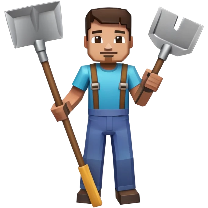 Minecraft character holding a shovel emoji
