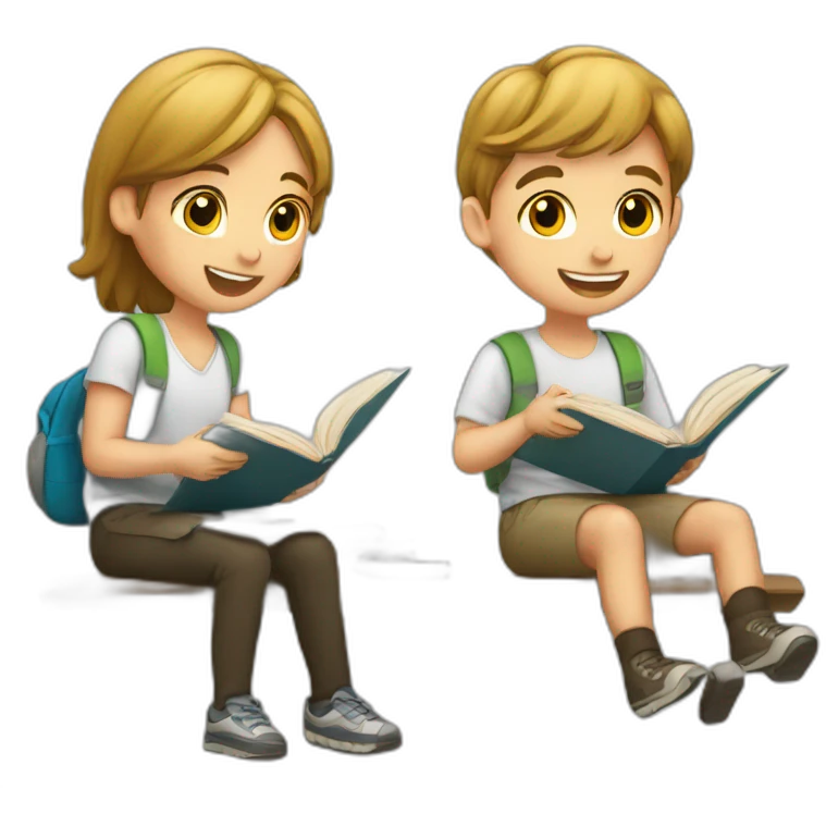Boys and girls studying emoji