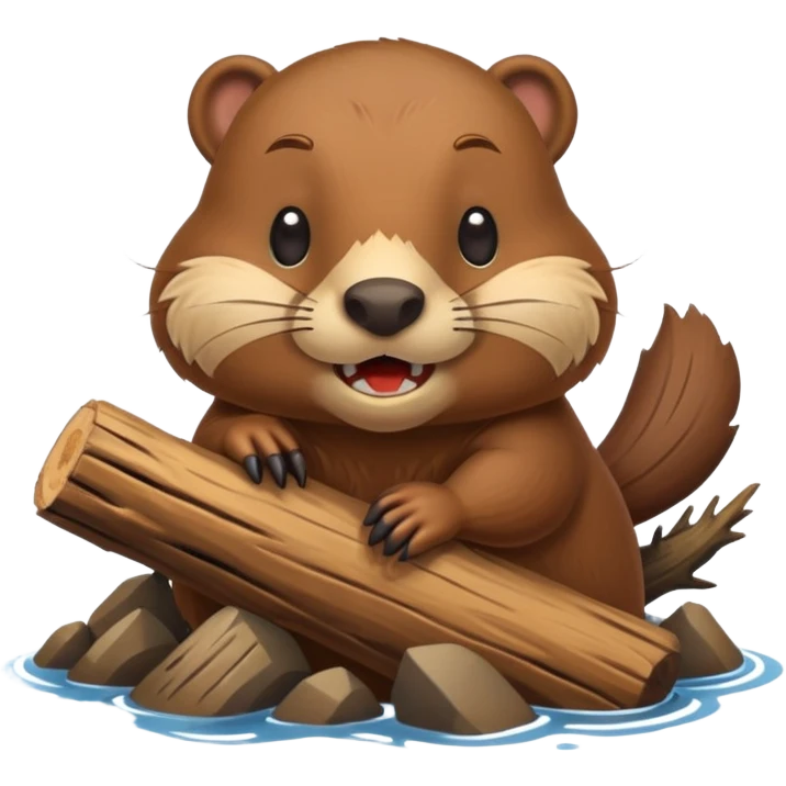 Cute beaver building a dam emoji