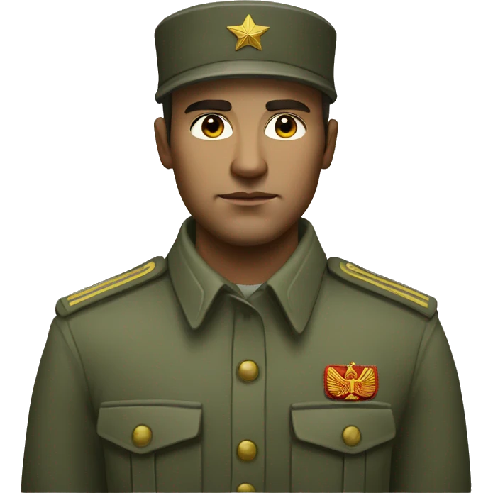 realistic ussr soldier serious with military takes emoji