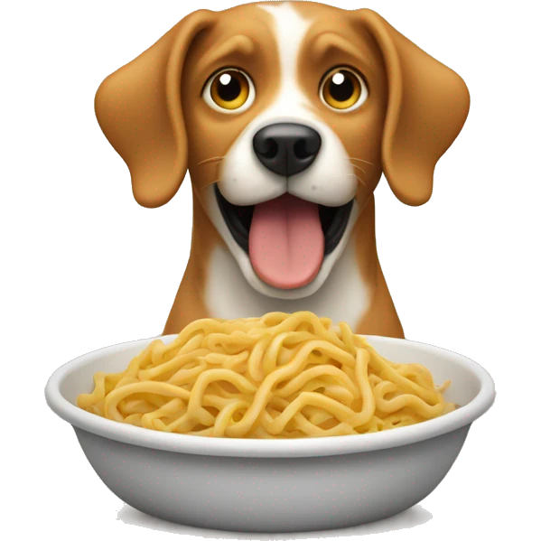 Dog eating pasta emoji