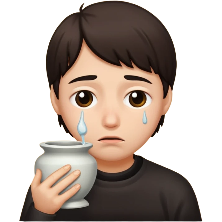 sad face eating urn make him crying emoji