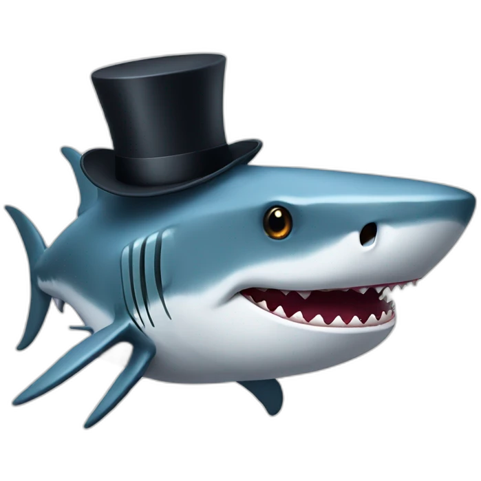 Shark with a top hat emoji