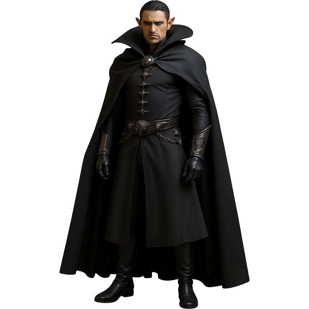 Remove the background to depict the full body of a photorealistic dark prince on a transparent background. emoji