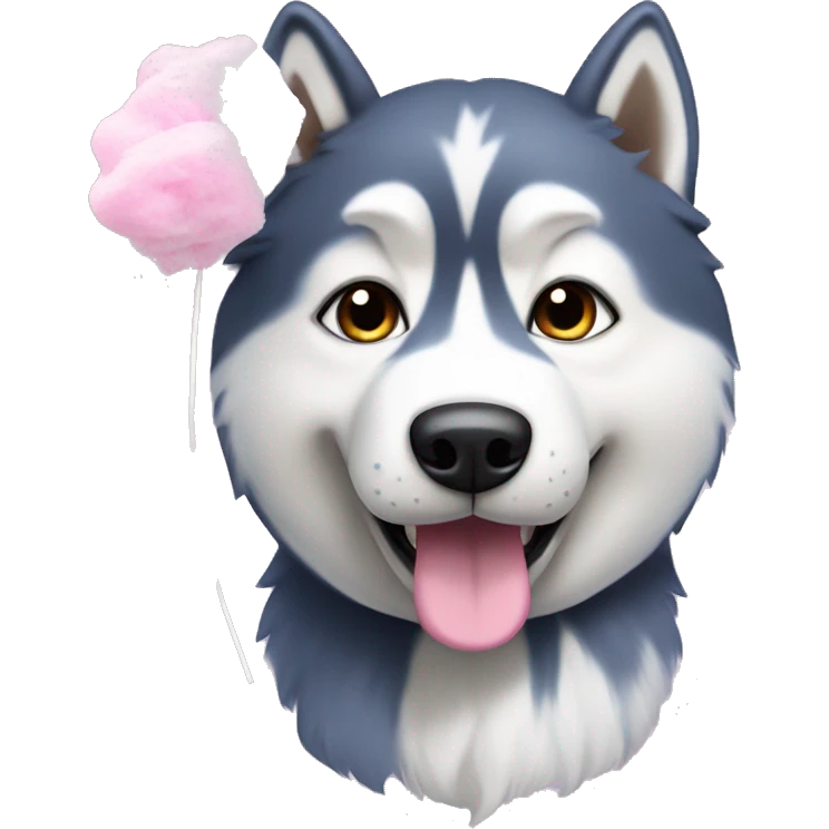 A husky dog with cotton candy emoji