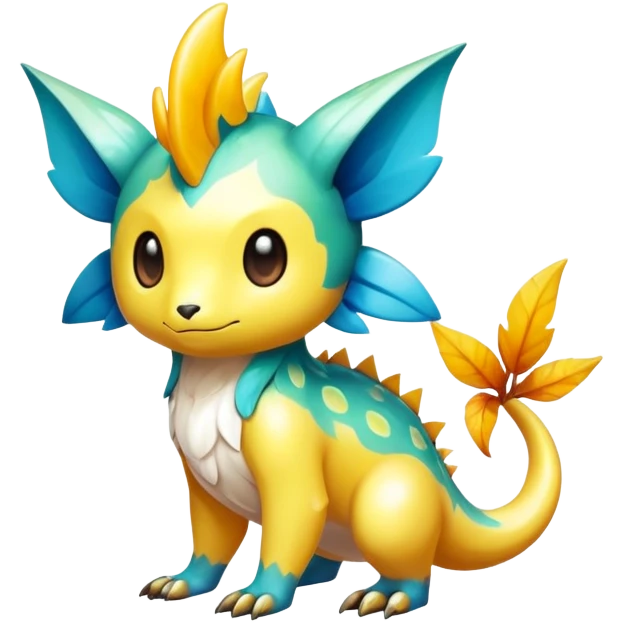 Exotic shiny rare epic cute Fakémon-creature, full body, with random markings emoji