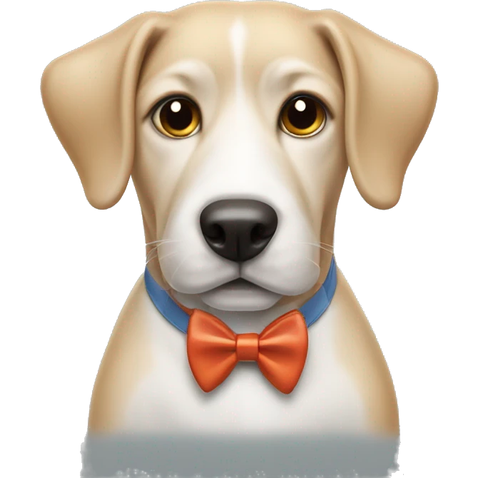 Dog wearing a bowtie eating stir-fry. emoji