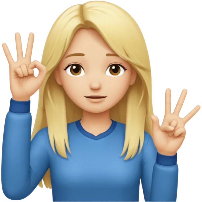 blonde cartoon girl long hair making time out gesture hands making "t" sign emoji