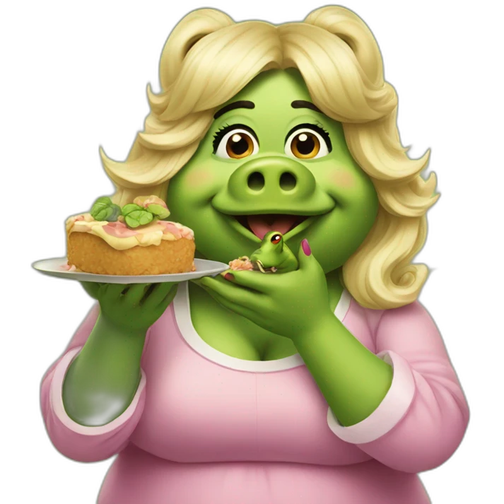 miss piggy eating a frog emoji