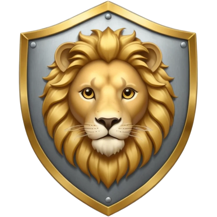 Brotherhood//lion in front of a silver shield  emoji