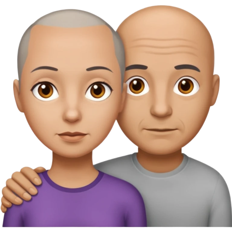 Tan bald man and brown woman with short grey hair emoji