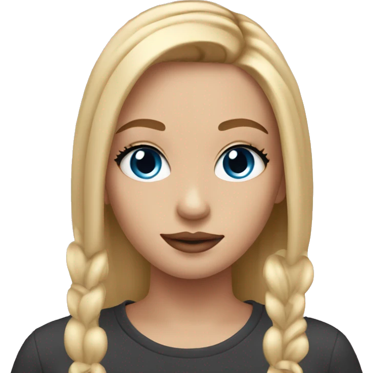 Girl with straight blonde hair blue eyes doing makeup emoji