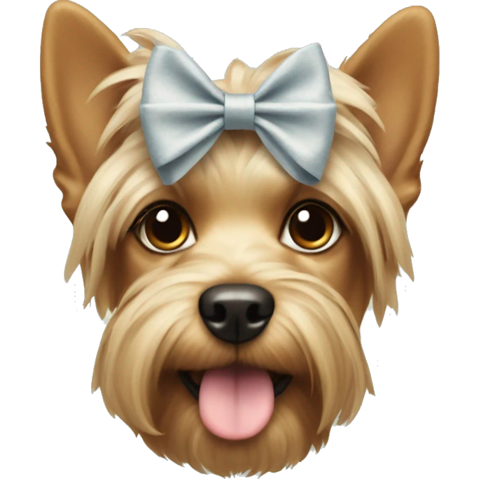 yorkshire dog using a cute bow in his head emoji