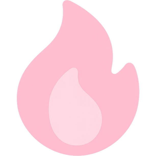 minimal monotone pink fire icon, soft and playful, simple clean shapes, slightly rounded, flat style, suitable for Notion workspace emoji