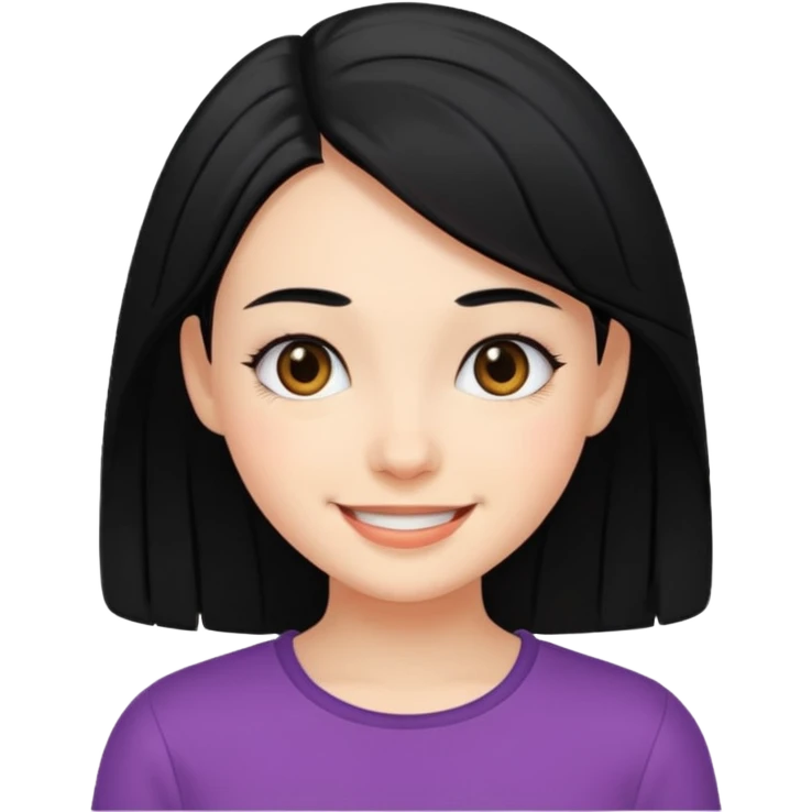 smiling girl with black hair emoji