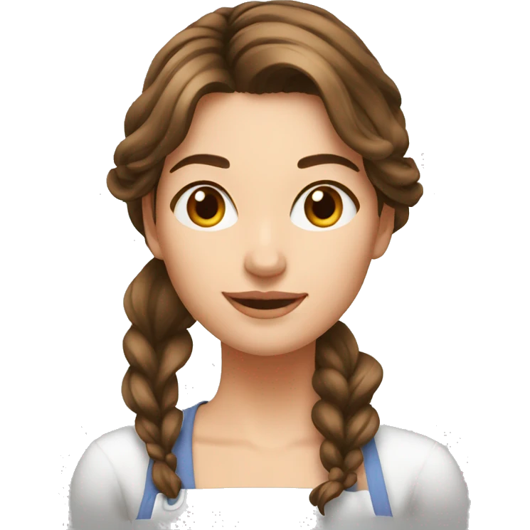 young and beautiful Woman with brown hairs cooking emoji
