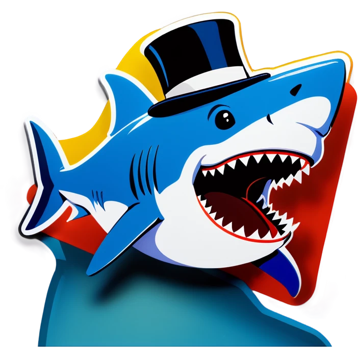 Shark with a top hat emoji