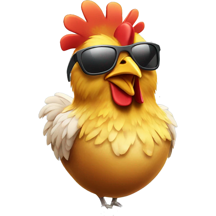 chicken with sunglasses taking sun  emoji