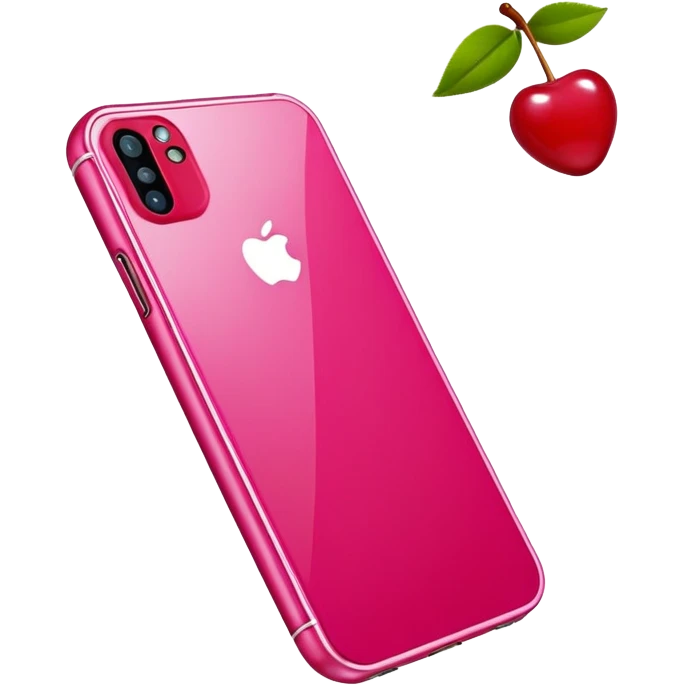Pink iPhone 16 with cherries phone case  emoji