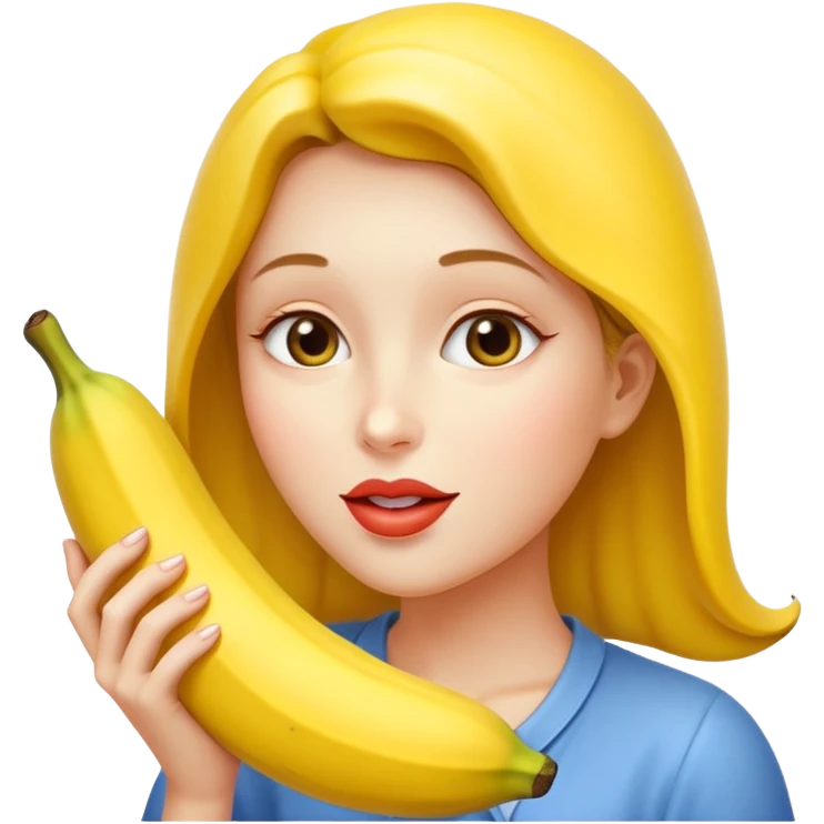 naked big boobed woman kissing a big banana emoji