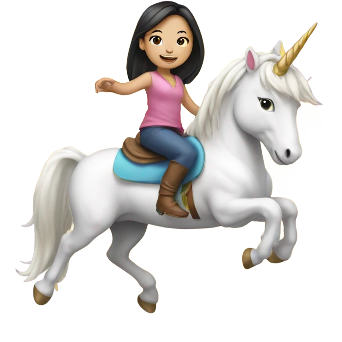 asian girl riding unicorn emoji