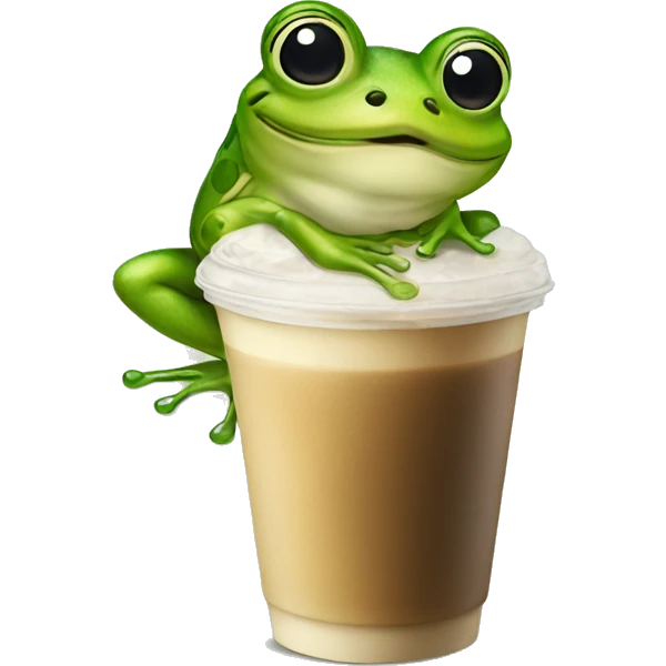 Frog with iced latte emoji