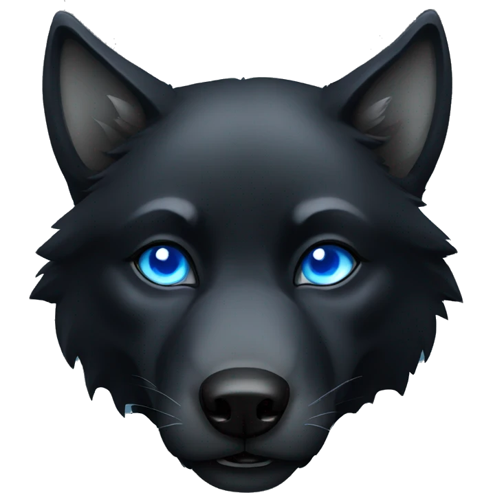fierce black Wolf with blue eyes emoji