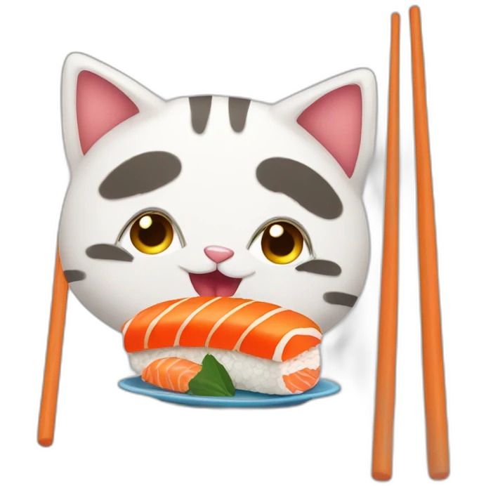 cat eating sushi at their birthday party emoji