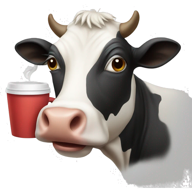 Cow sipping coffee  emoji