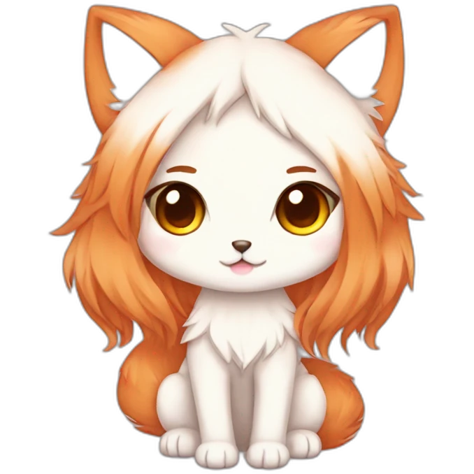 chibi kitsune cute copper hair kawaii emoji